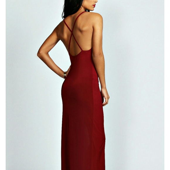 Deep Plunge Purple Berry Maxi Dress - Picture 2 of 3