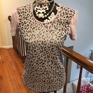 Anne Taylor Loft animal print shirt gray color.