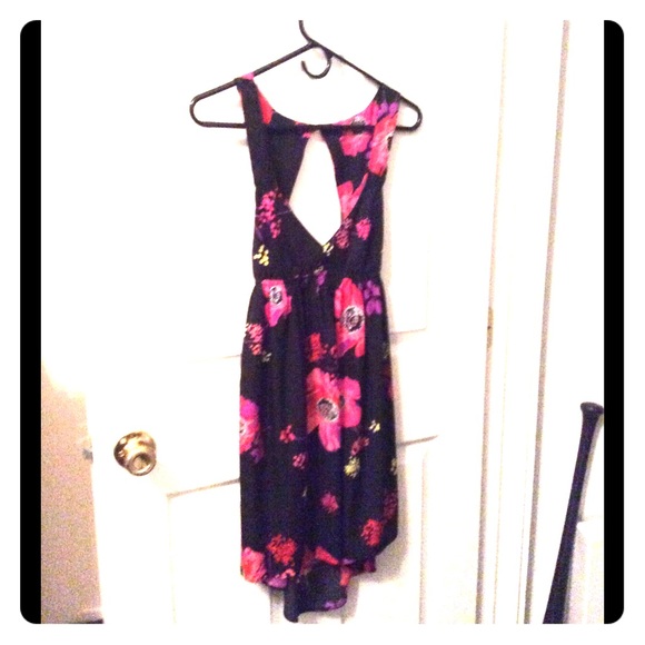 Sleeveless black floral dress