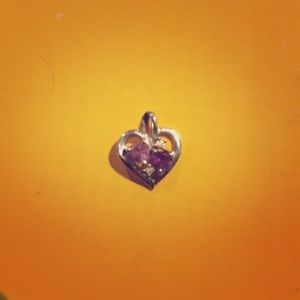 Amethyst and diamond promise heart necklace.