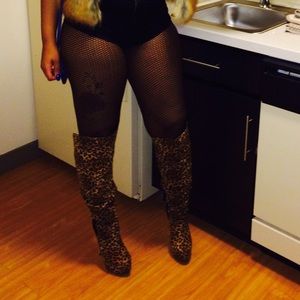 Thigh high leopard boot
