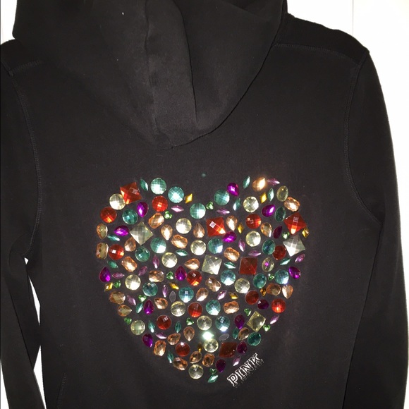 PINK Victoria's Secret Sweaters - Black zip up w/ jewels on back