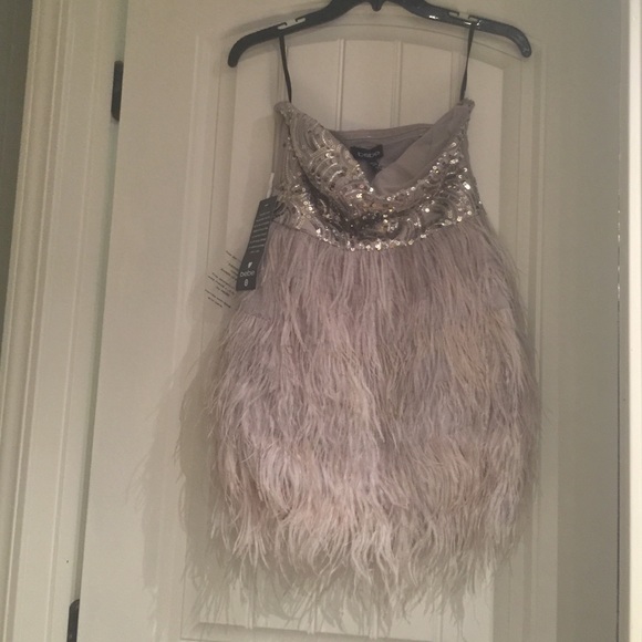 Bebe sparkly feather dress
