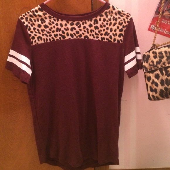 PINK Maroon and cheetah baseball tee