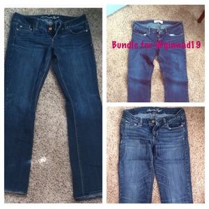Two pairs of AEO and one pair of Hollister jeans