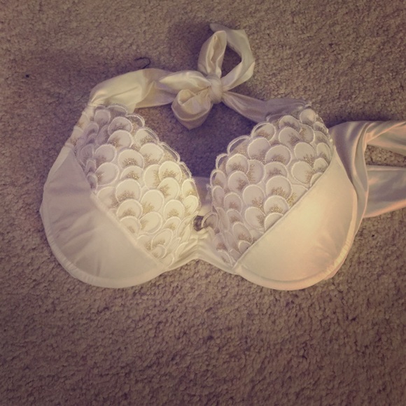 Beach bunny gold and white bikini top