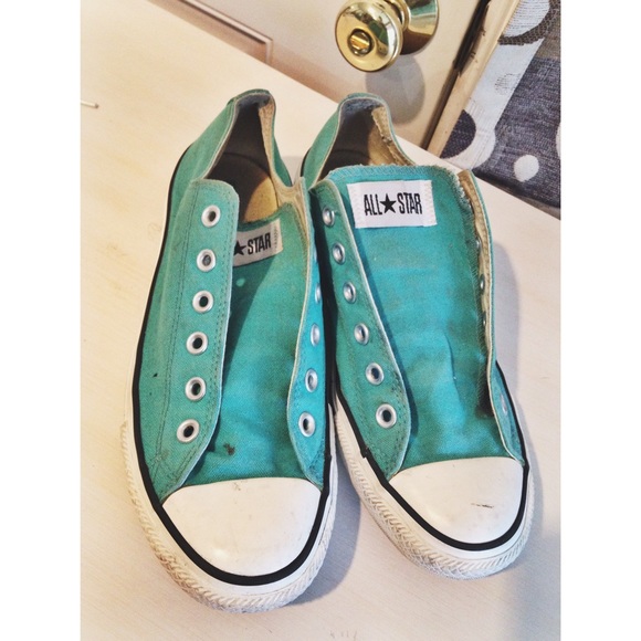 Teal converses with no laces