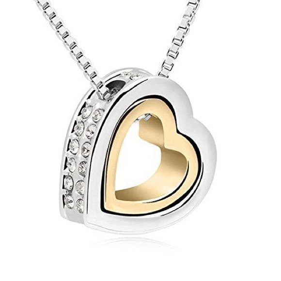 18k gold plated heart pendant Crystal necklace