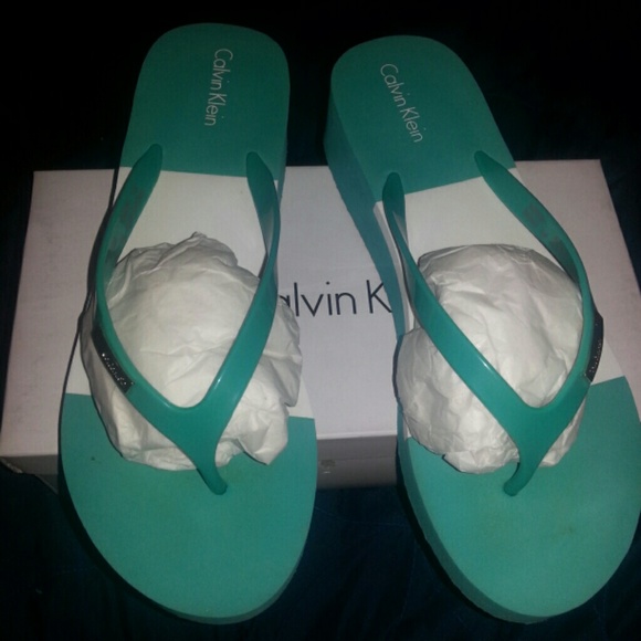 Calvin Klein aqua blue sandals