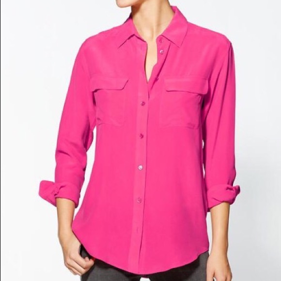 Signature Pink Silk Blouse- worn once