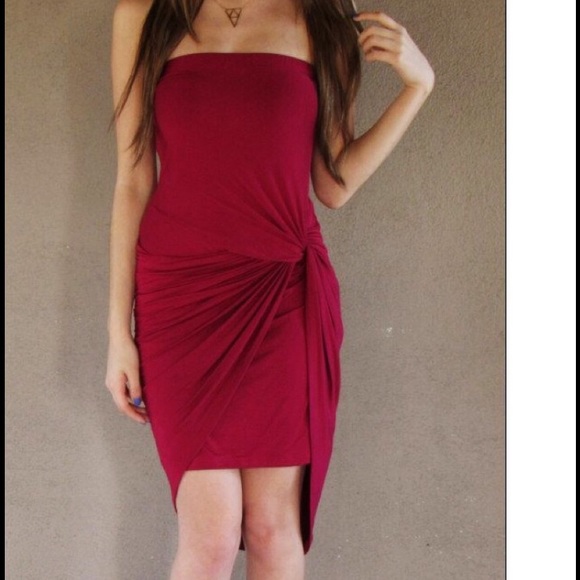 New!!  Strapless burgundy knot dress.