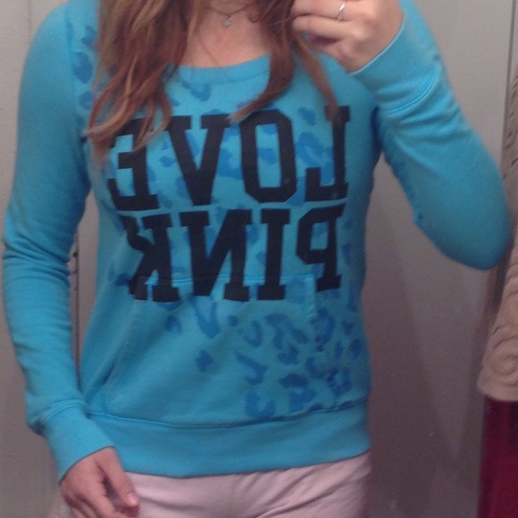 Blue leopard love PINK sweatshirt