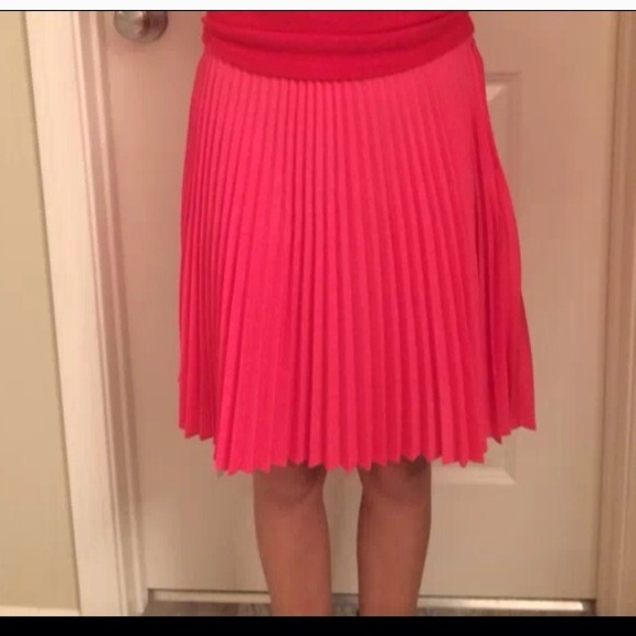 Pink pleated skirt.