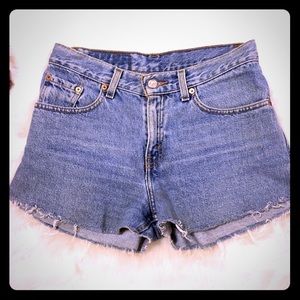 Mid-rise lived in Levi denim cut off shorts
