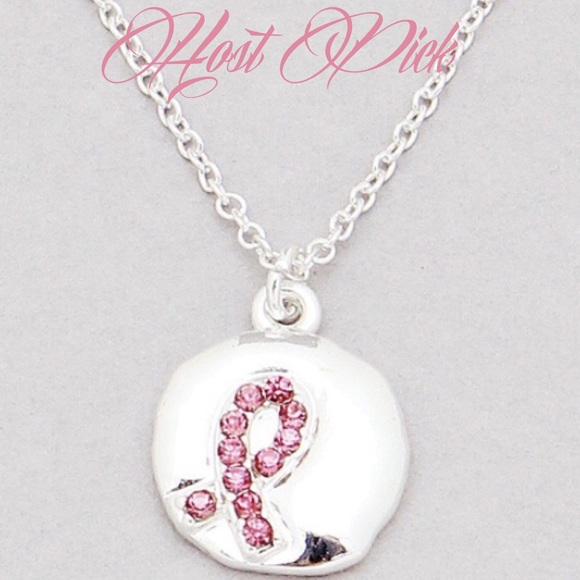 Jewelry - 3 for 15🎀Pink ribbon silver pendant necklace