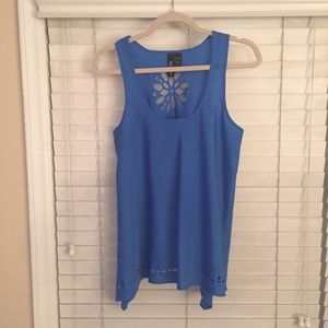 Blue cutout sleeveless top