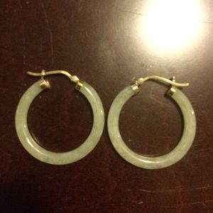 Jade 10K yellow gold hoop earrings