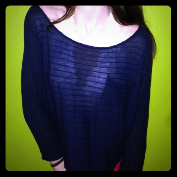 Navy blue, sheer sweater