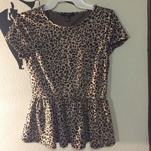 Leopard print peplum blouse