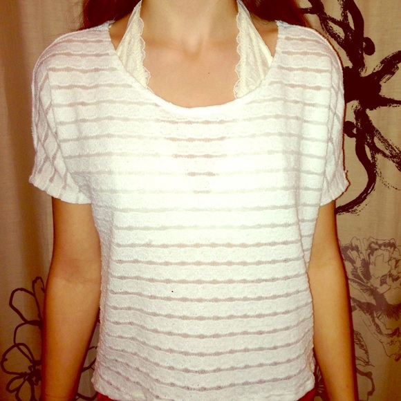 Short sleeved white sheer top