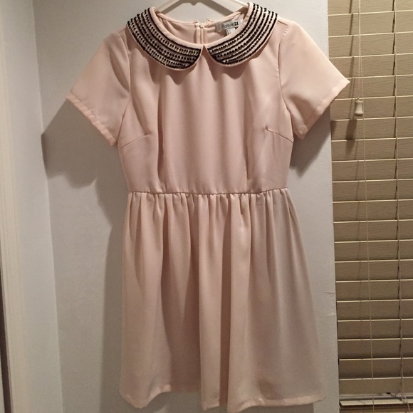 Beautiful Pinkish Beaded Collared Dress
