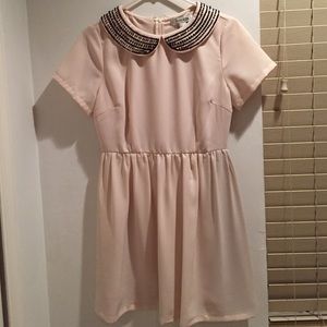 Beautiful Pinkish Beaded Collared Dress