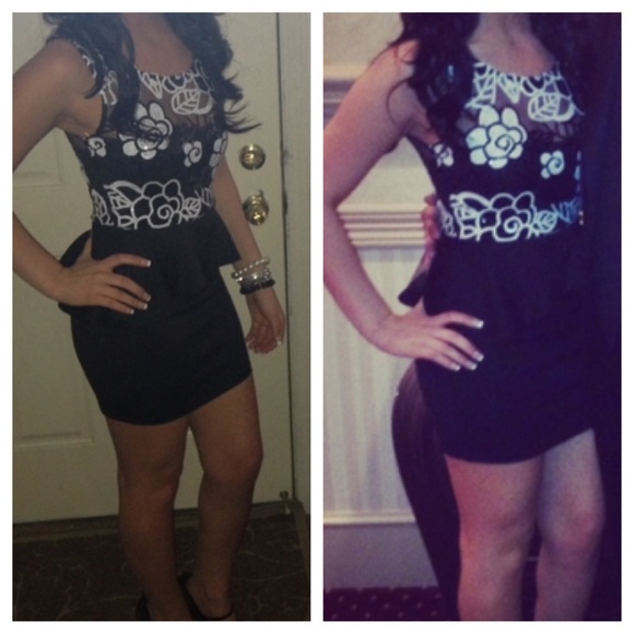 Black and white short dress