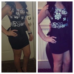 Black and white short dress