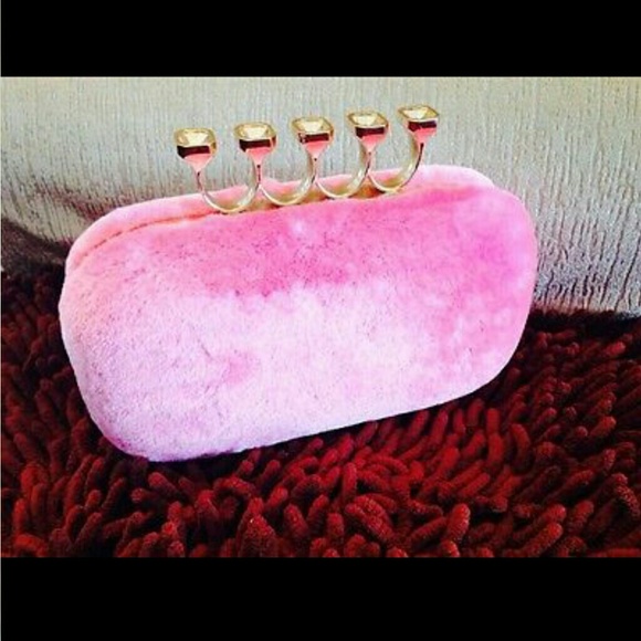 Unique Faux Fur Pink Clutch - Picture 3 of 4