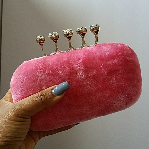 Unique Faux Fur Pink Clutch - Picture 4 of 4