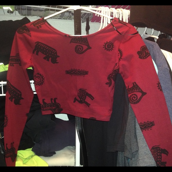 Red & black crop top