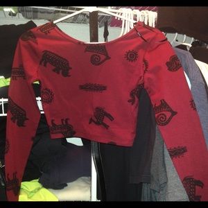 Red & black crop top