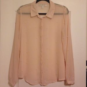 LC Lauren Conrad sheer pearl blouse