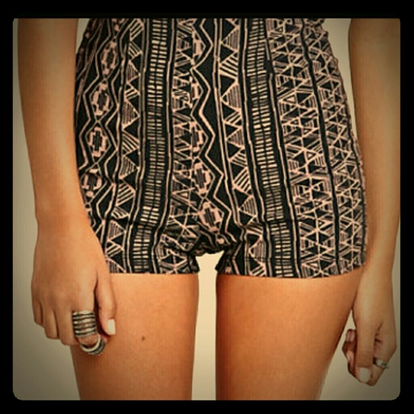 High waisted tribal printed shorts