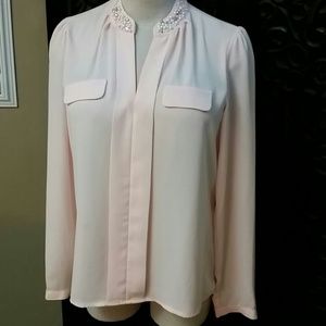 Blush pink pearl blouse