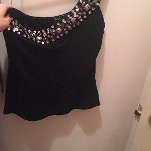 One shoulder bedazzled top
