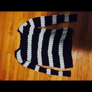 blue and white sweater