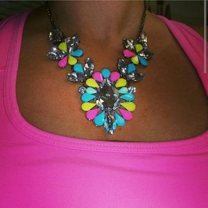 Neon floral statement necklace