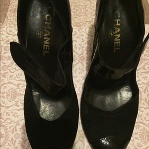 Chanel black open toe heels ON HOLD