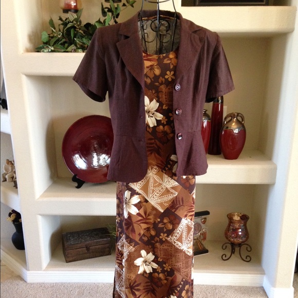 Brown maxi dress with blazer