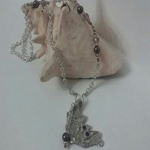 Fine Silver and Purple CZ Gems Necklace