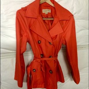 MICHAEL KORS Orange Double Breast Trench Coat Sz M
