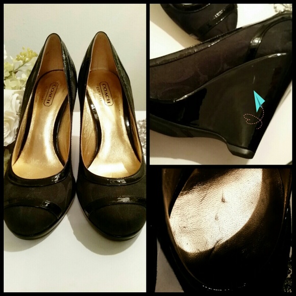 ๐HP๐ COACH Black Signature C Platform Wedge - Picture 4 of 4
