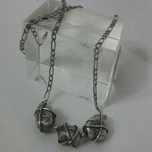 Hand Created Fine Silver "Stone" Bead Necklace