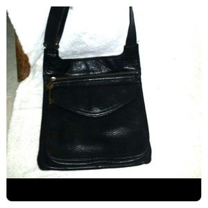 Vintage Fossil black leather crossbody purse