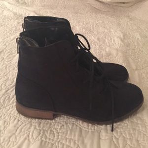 Cool faux suede lace up combat boots