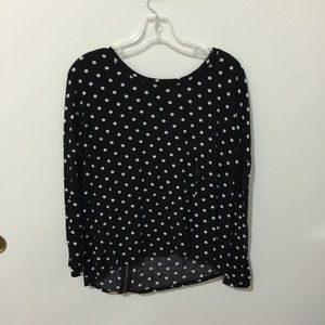 Zara polka dot back zipper shirt top size small