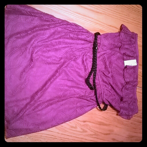 Purple strapless dress