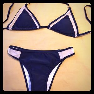 Navy blue & mesh bikini