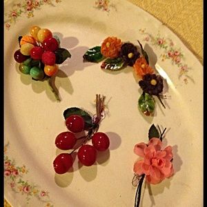 Choice VINTAGE hat pin CHERRIES!